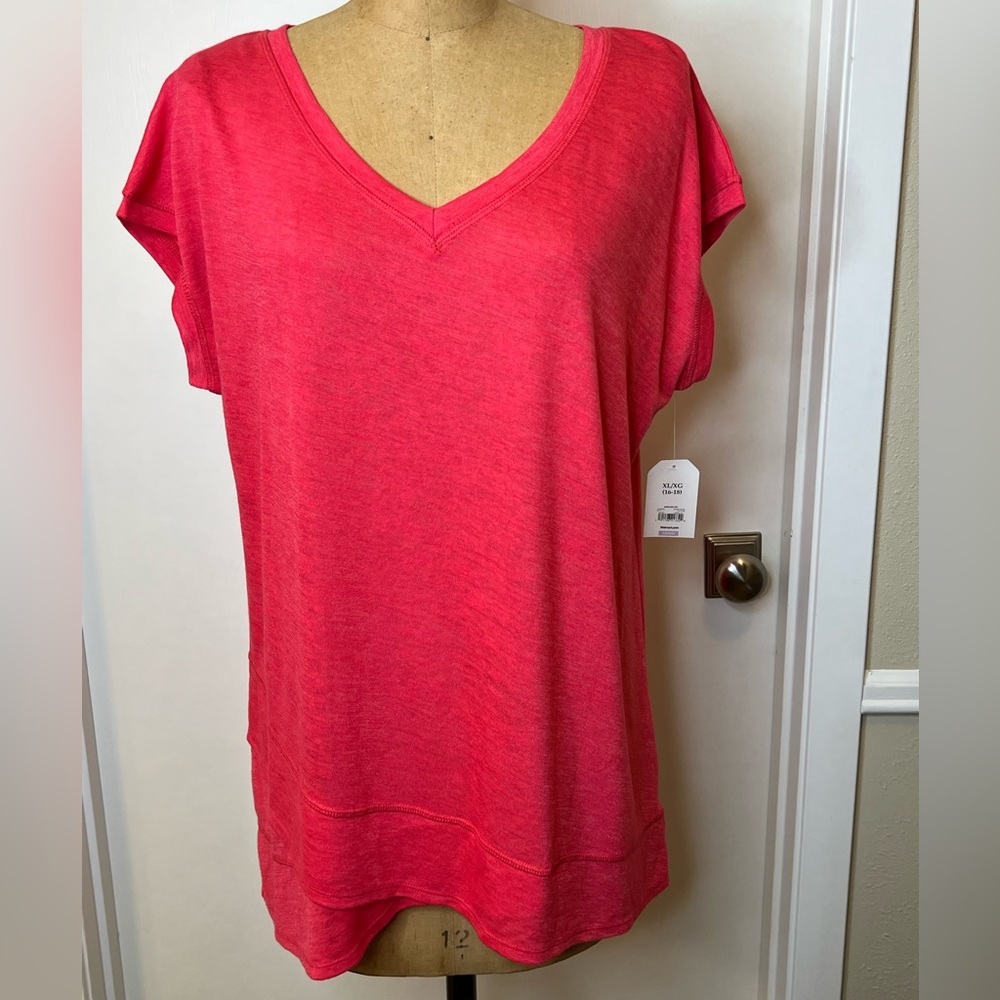 NWT Faded Glory Womens Size XL (16-18) Pink  Short Sleeve Rayon Polyester Shirt